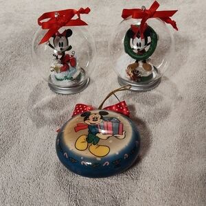 Disney Mickey Mouse Holiday Ornament Trio - Red, Green, and Blue
